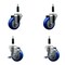 Service Caster 3.5'' SS Blue Poly Wheel Swivel 7/8'' Expanding Stem Caster Set 2 Brakes, 4PK SCC-SSEX20S3514-PPUB-BLUE-2-TLB-2-78 - alternate 1